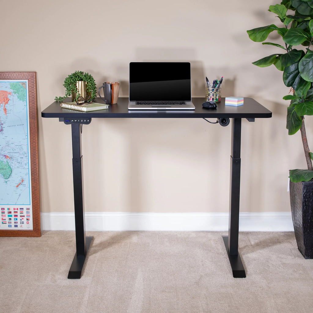Electric Height Adjustable Standing Desk 48" Wide 24" Deep Black W9688