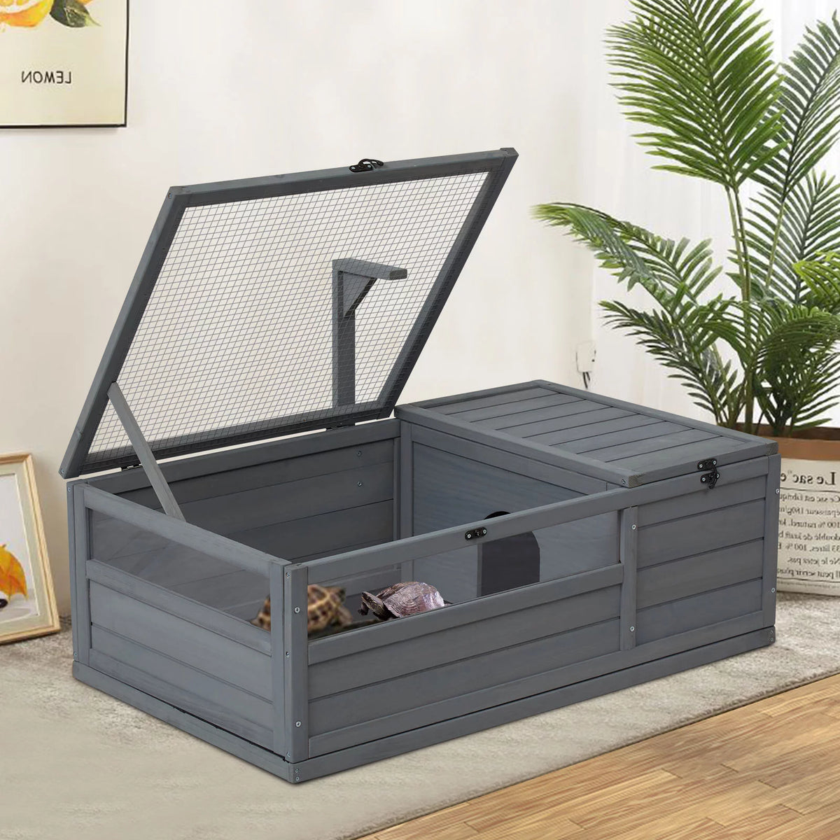 Large Wooden Tortoise House Enclosure with Support Frame F4115