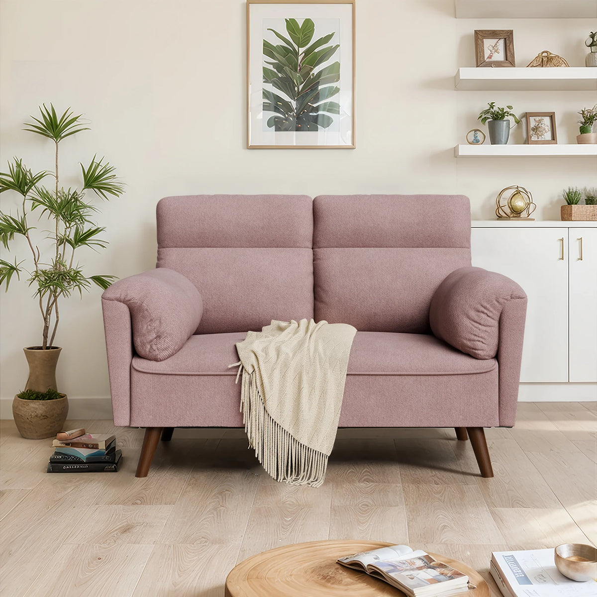 49'' Dark Gray Upholstered Loveseat Sofa with Wood Legs X957144