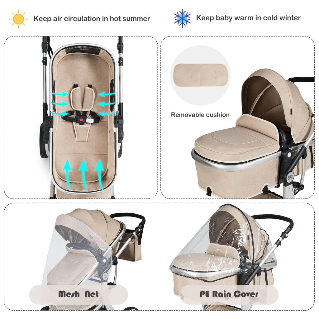 2-in-1 Baby Stroller with Reversible Seat Black S1922