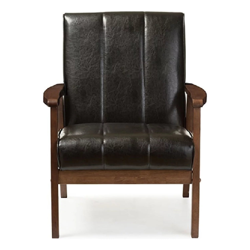 Black Faux Leather Wooden Lounge Chair X5933