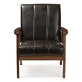Black Faux Leather Wooden Lounge Chair X5933