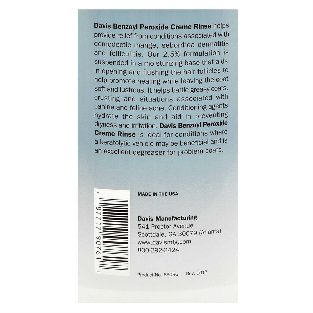 Benzoyl Peroxide Creme Rinse G168