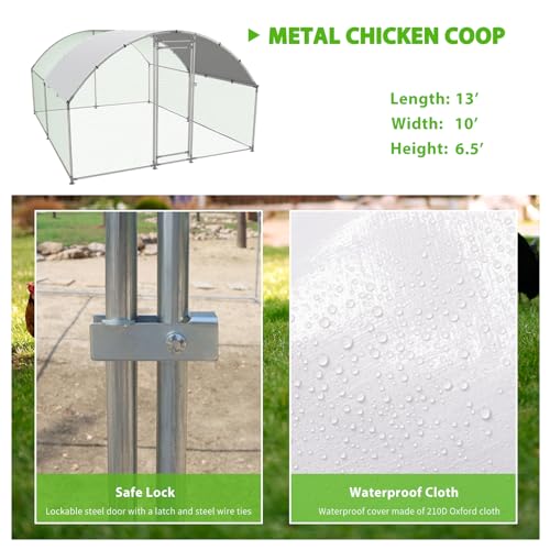 Large Metal Walk-in Chicken Coop with Anti-UV Cover Q867
