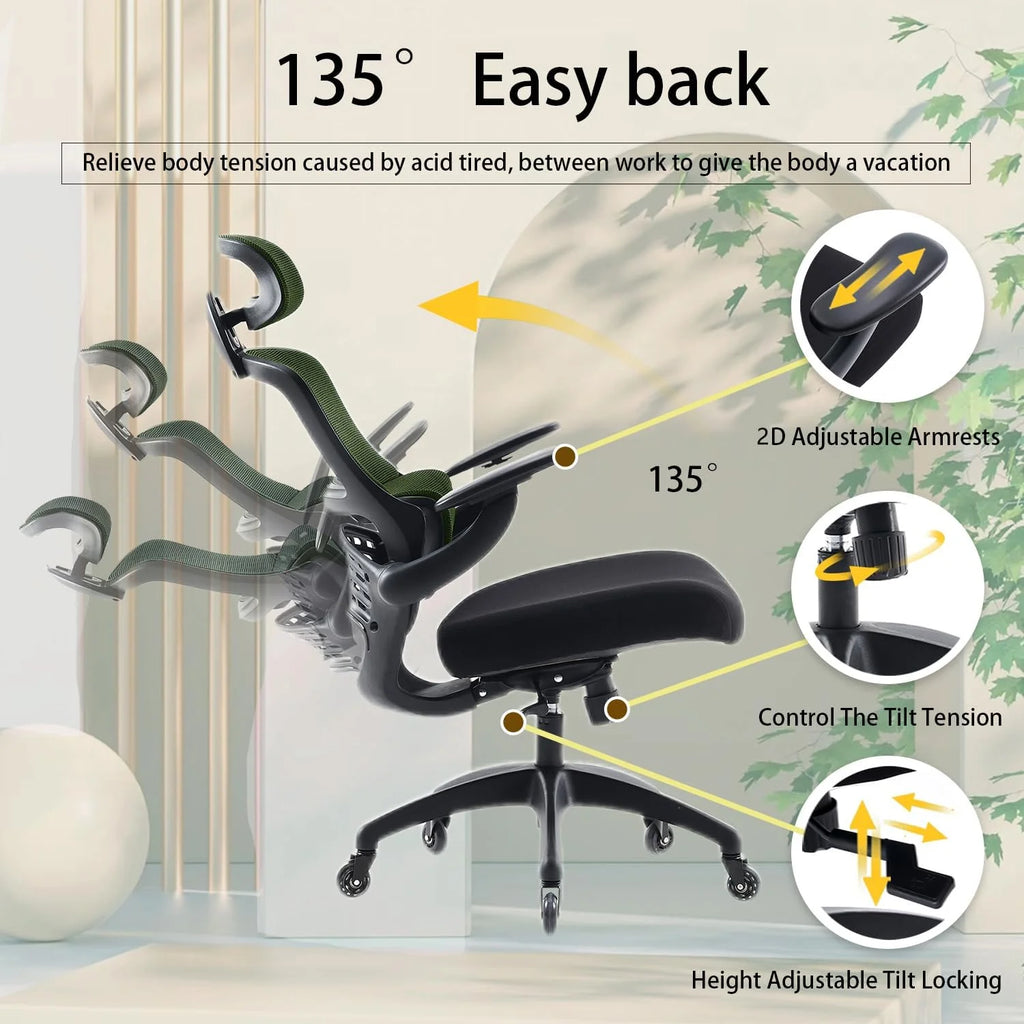 Green Ergonomic Mesh Office Chair with Wheels H116
