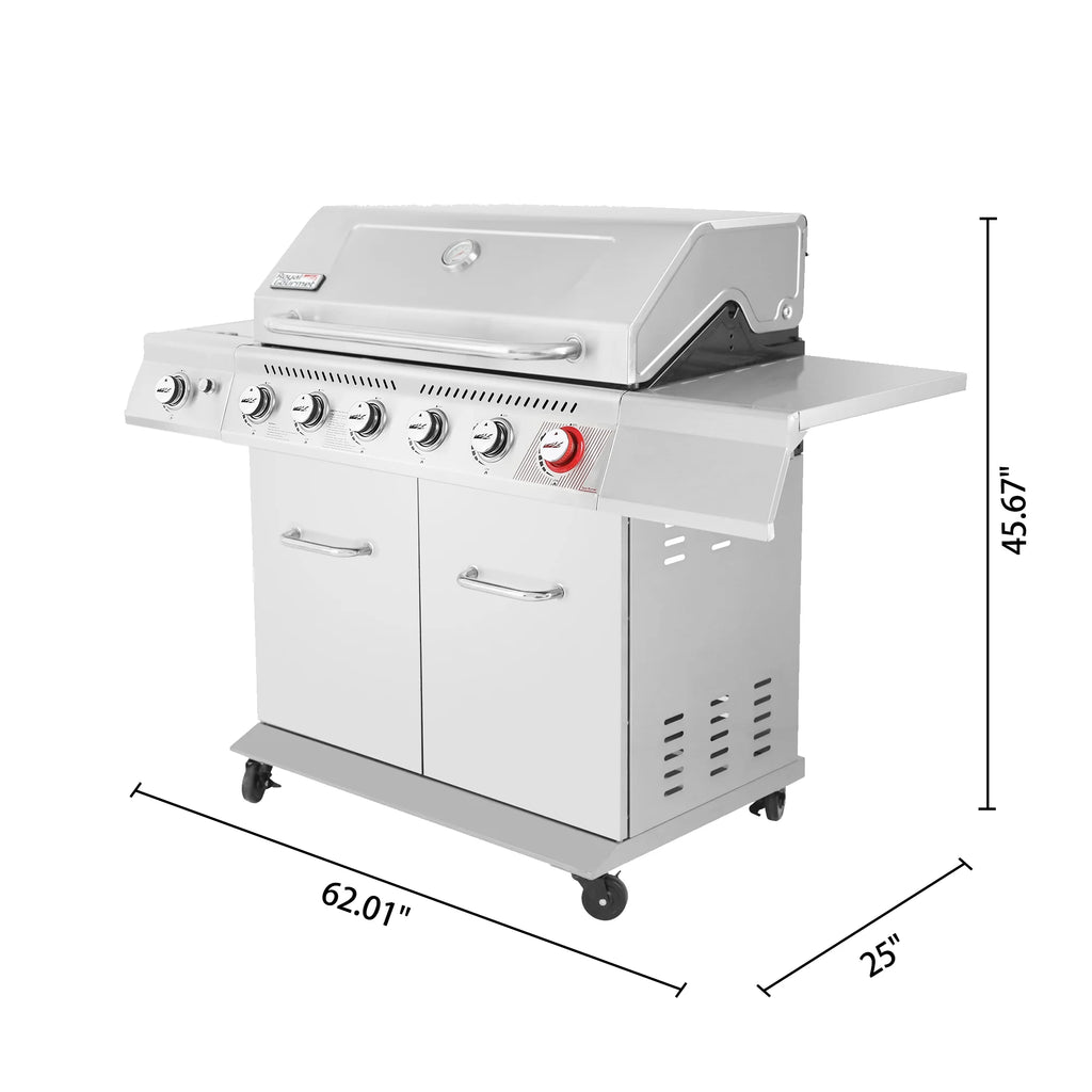 Stainless Steel 6-Burner Gas Grill with Side Burner E4891