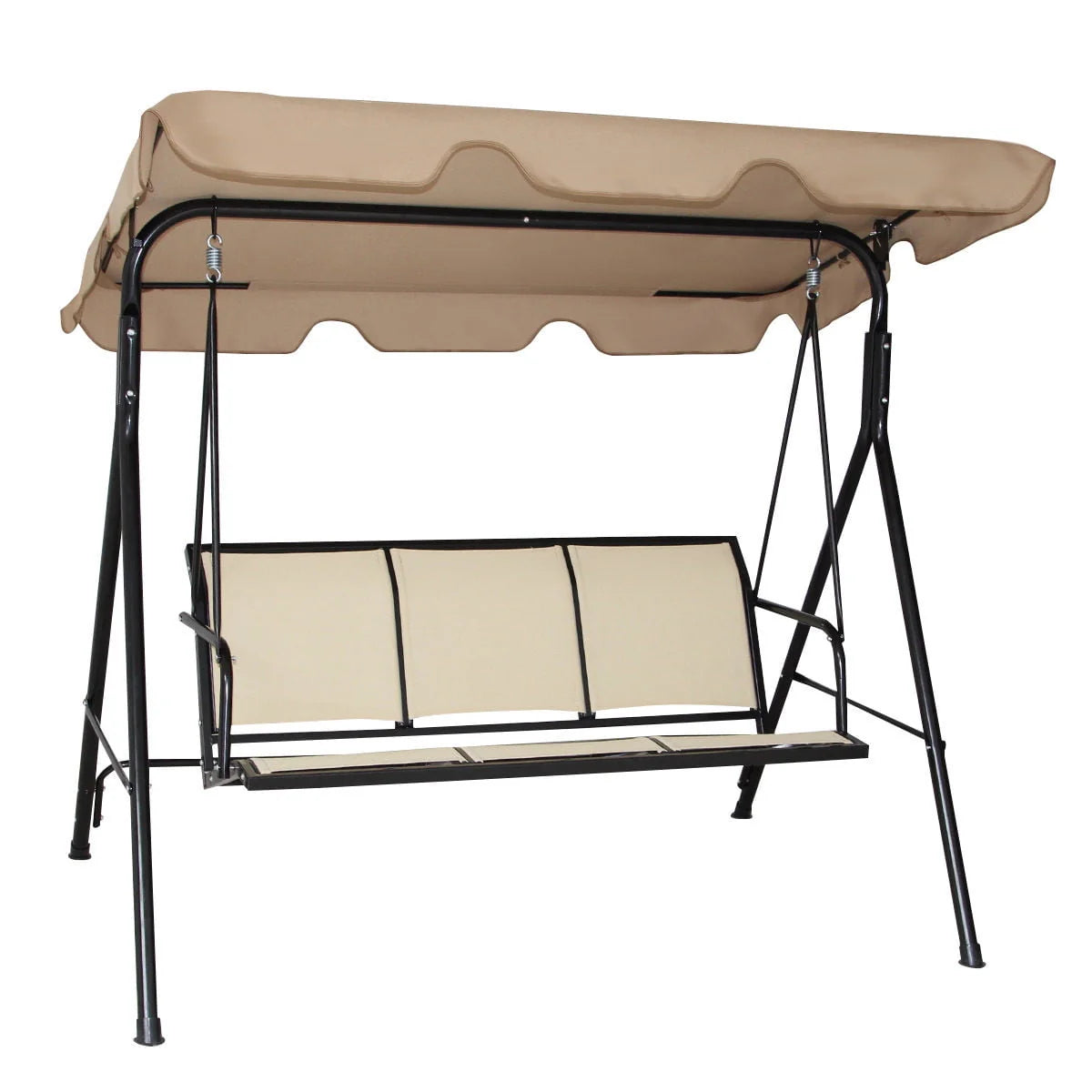 Beige 3 Person Steel Patio Swing A444