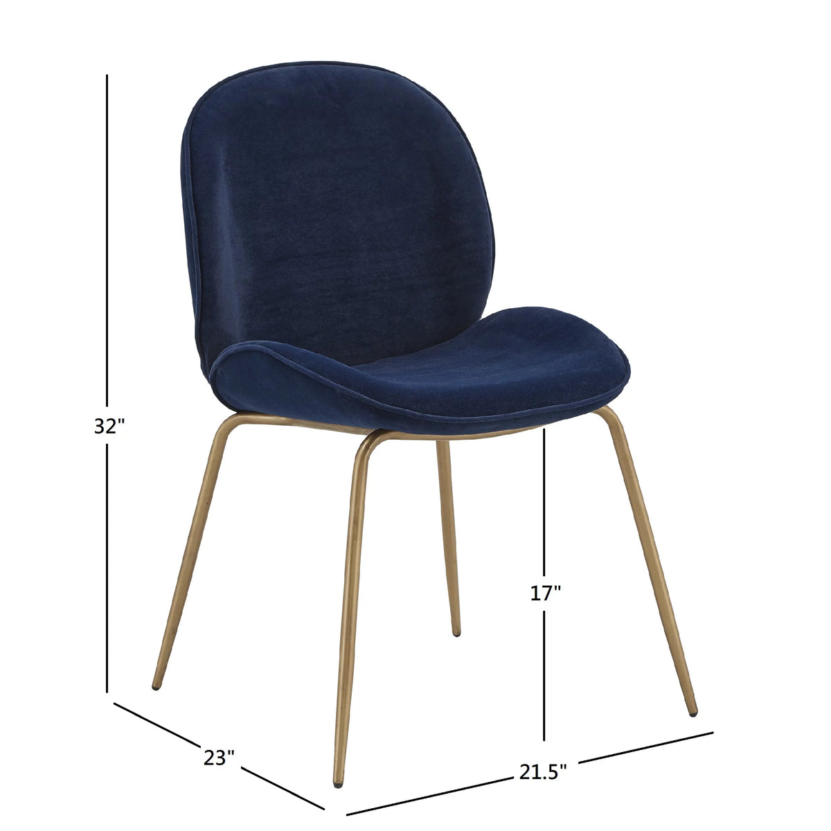 Blue Velvet Upholstered Dining Chair Set of 2 H33446