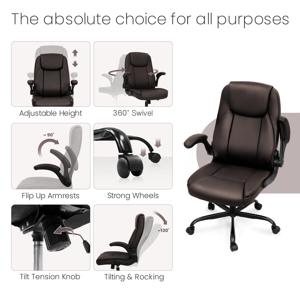 Brown Ergonomic PU Leather Office Chair U601