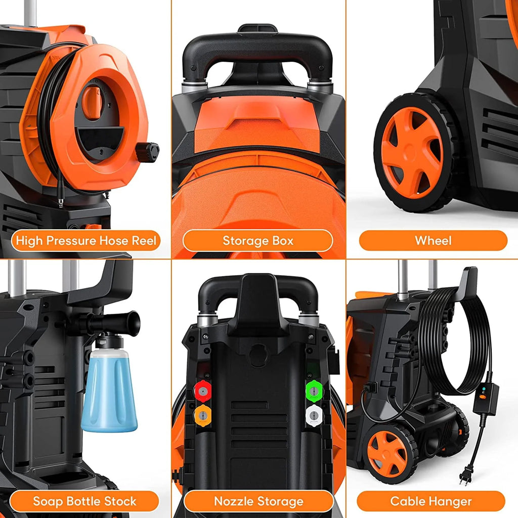 Electric Pressure Washer with 4 Quick Connect Nozzles 2.0GPM 1800W B1193