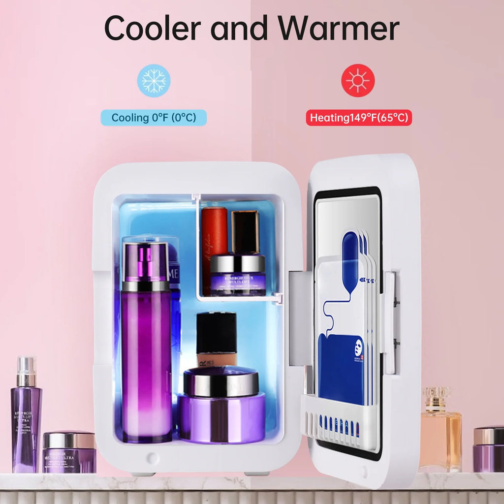 4L Portable Cooler and Warmer Skincare Fridge with LED Mirror M1359