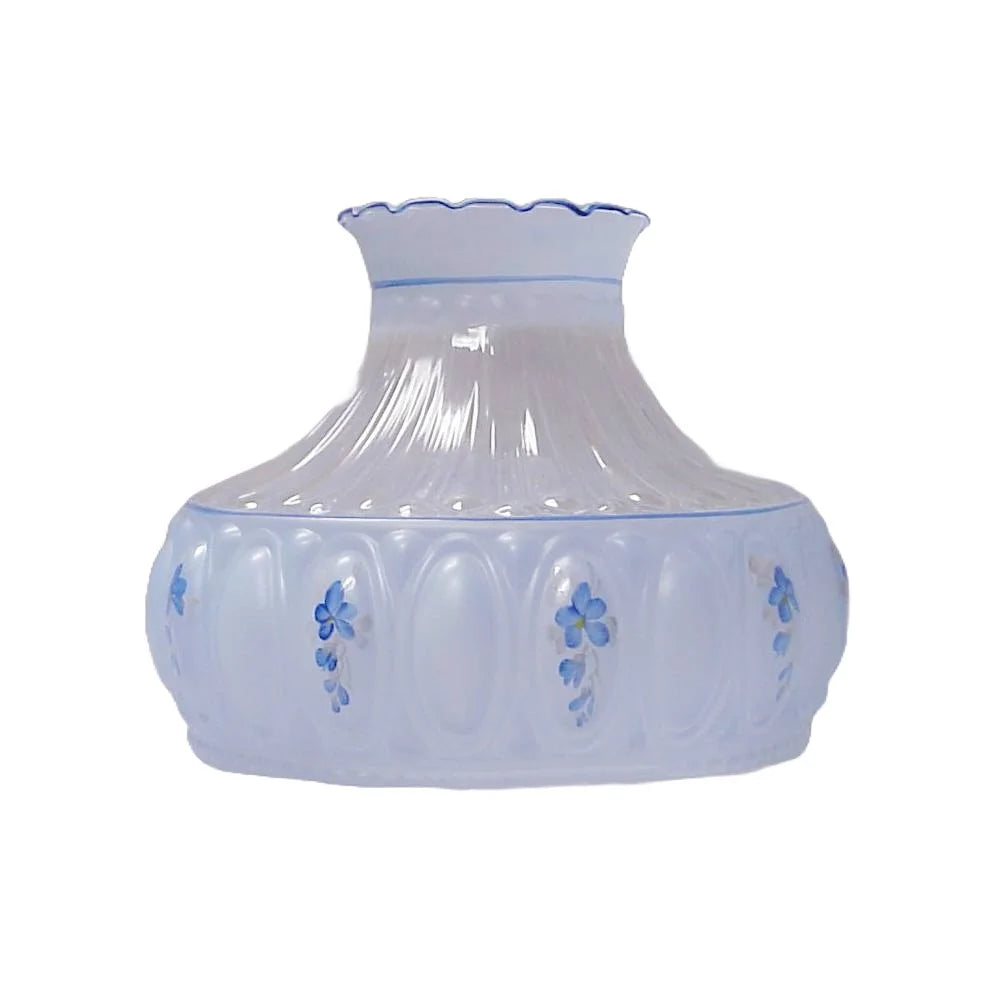 Cobalt Glass Non-Electric Oil Lamp with Blue Meadow Shade T643