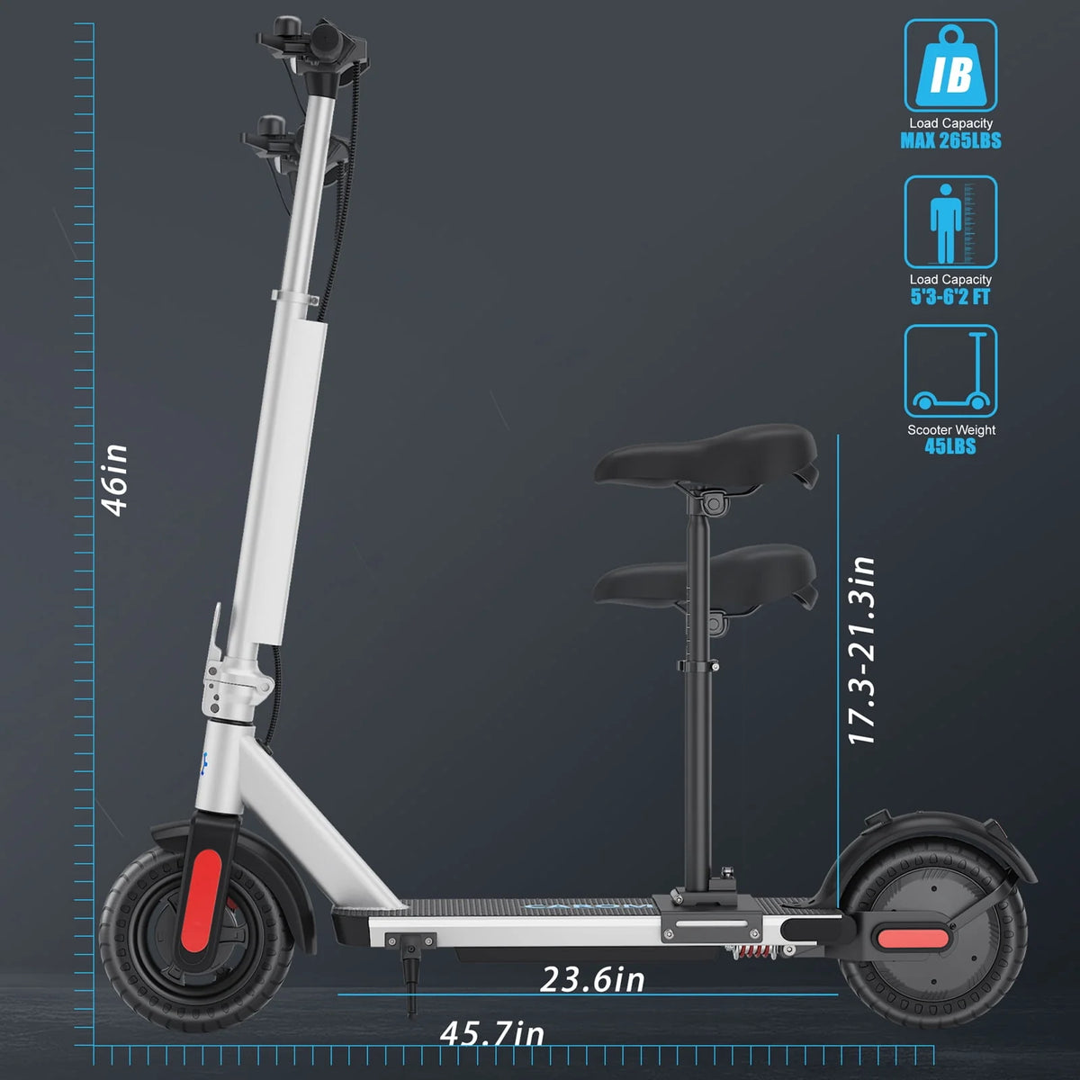 Electric Scooter, 20 Mph, 25 Miles Range, 500W Foldable G153