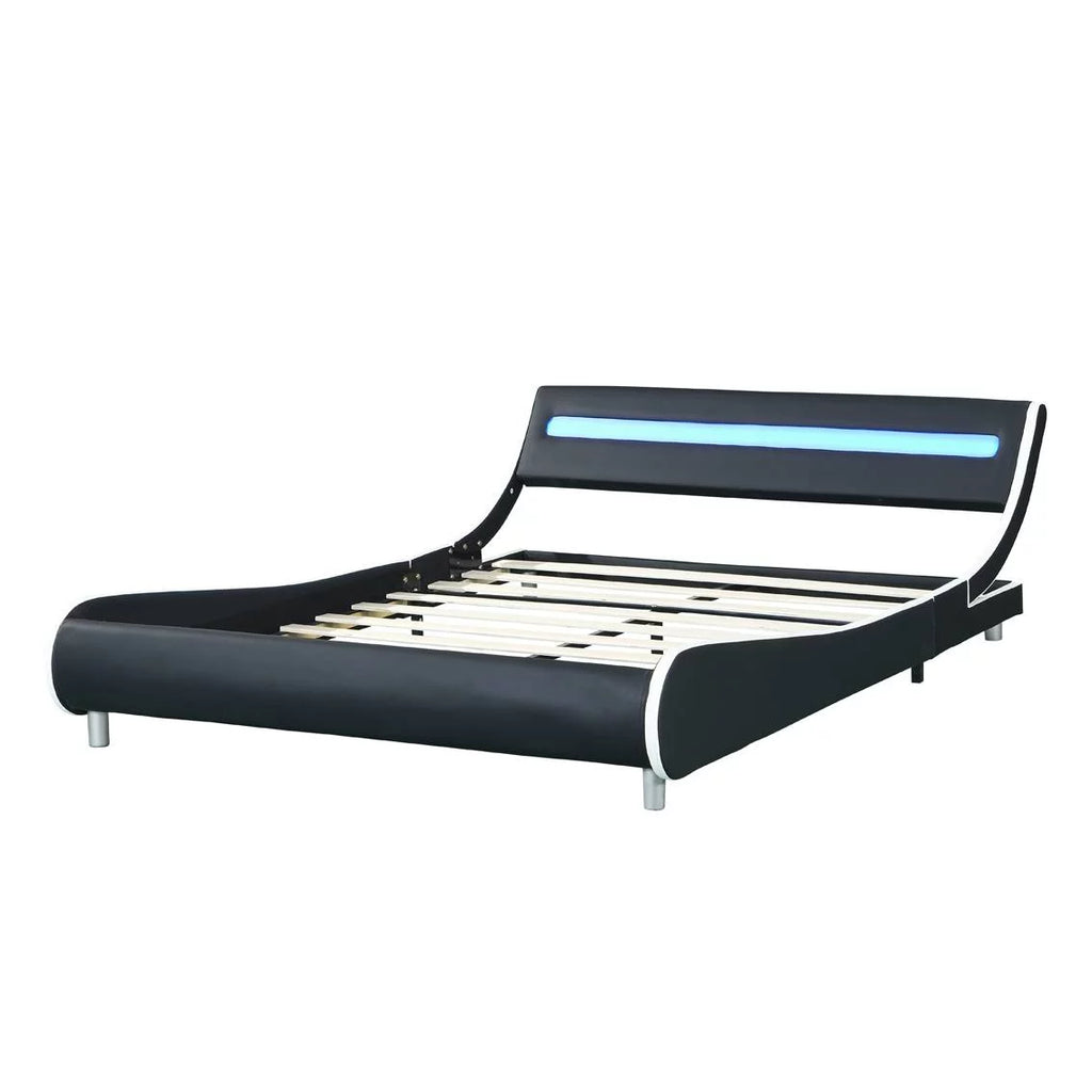 Faux Leather Upholstered Platform Bed Frame Queen Size L468