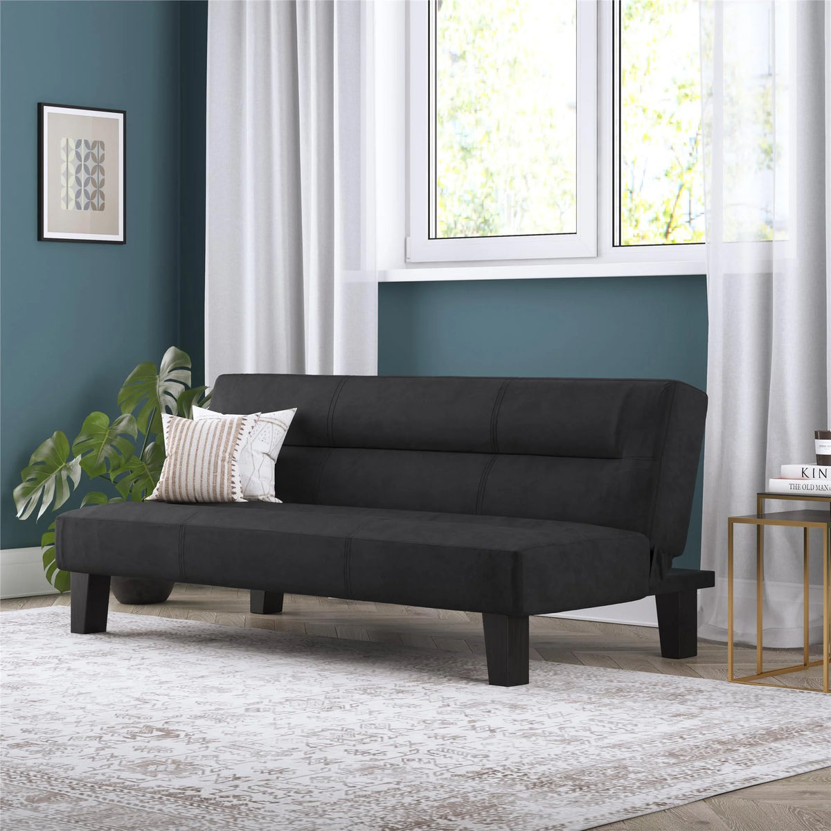 Black Microfiber Futon Y9883