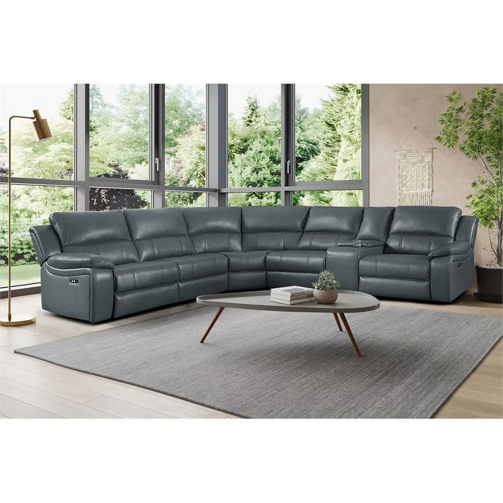 Gray 6-Piece Wood & Faux Leather Sectional Set H37998