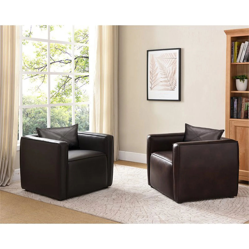 Brown Vinyl Upholstered Accent Chair with Arm Rests F56831