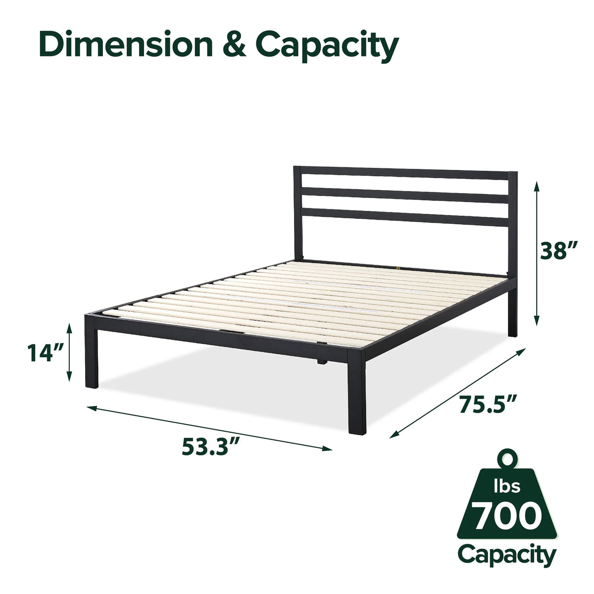 Metal Platform Bed Frame with Headboard B56283