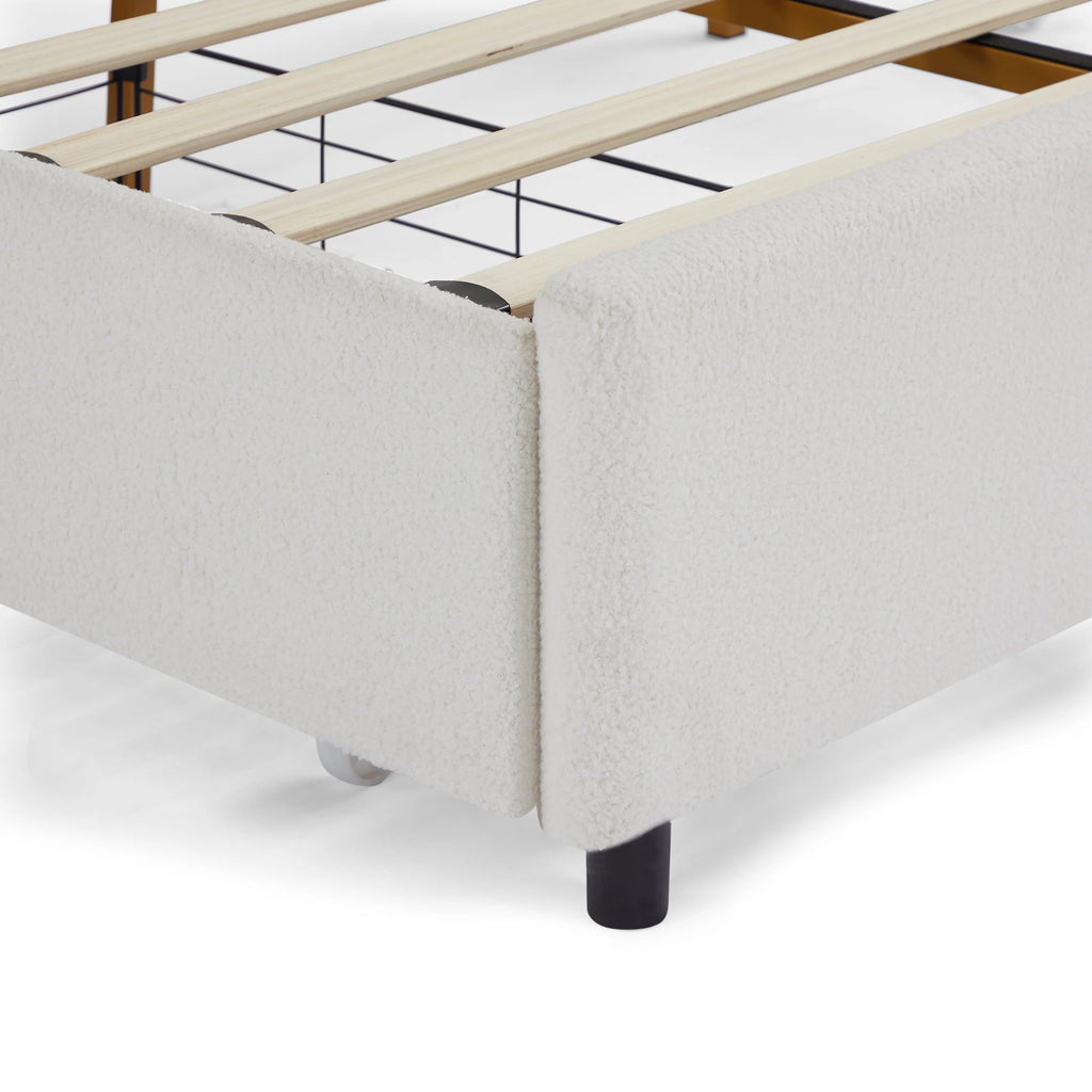 King Size Bed Frame with Drawer - White Z7629