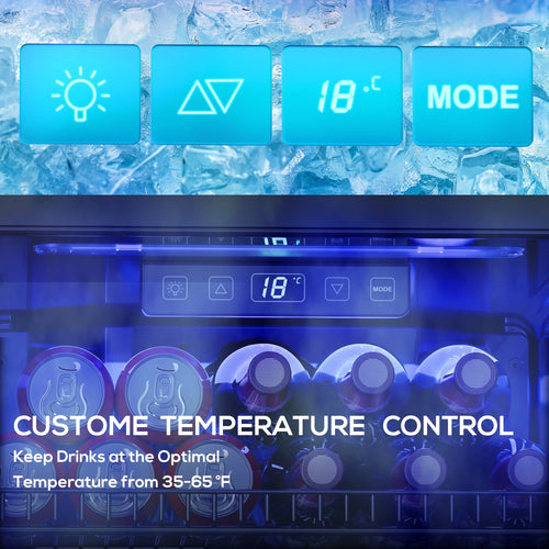 100 Can Beverage Refrigerator Cooler 2.47 Cu.ft Mini Fridge with Glass Door & Adjustable Shelves Y983