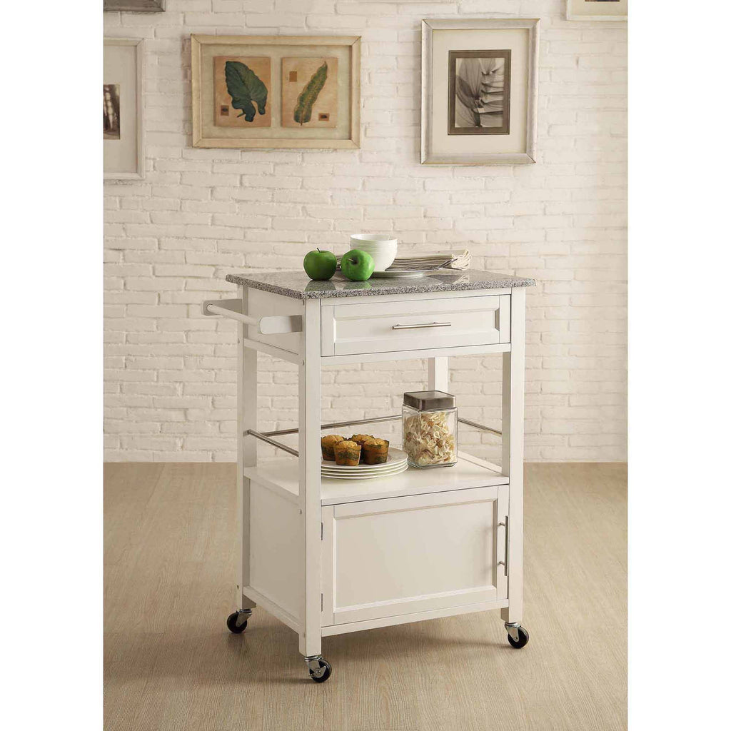 White Wood Kitchen Cart W51480