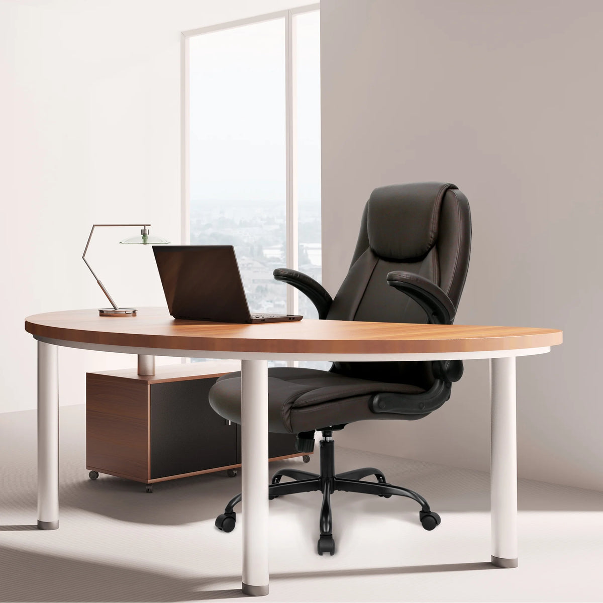 Brown Ergonomic PU Leather Office Chair U601